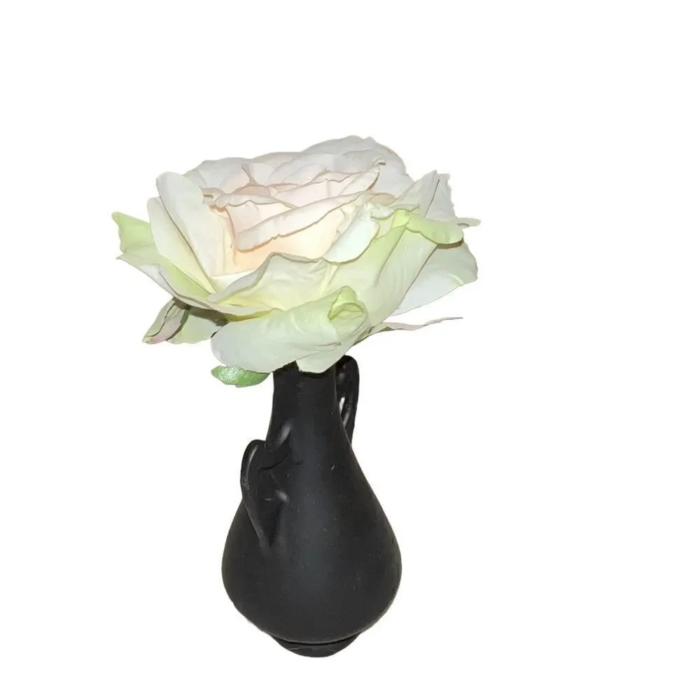 Gorgeous large faux rose in a matte black vase‎